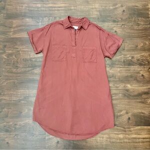 Universal Thread Lyocell Shirt Dress Washed Rust Brown Short Sleeve Size M